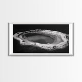 Natural Mineral Pool, Geothermal Abstract, Monochrome Texture, Framed Canvas Print, Minimalist Wall Art, Bathroom or Spa Decor