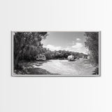 Camper Vans, Nature Escape, Forest Glamping, Sunny Grove, Canvas Print, Rustic Wall Art, Adventure Lover Gift, Living Room Decor