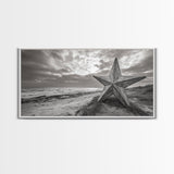 Beach Star, Weathered Wood, Coastal Symbol, Canvas Print, Rustic Seaside Wall Art, Fall Decor, Entryway Or Nautical Living Room Style