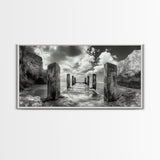 Ocean Pier, Seaside Dock, Crashing Waves, Canvas Print, Dramatic Coastal Wall Art, Black And White Decor, Bathroom Or Hallway Photography