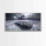 Coral Island, Tropical Ocean, Underwater Reef, Clear Sea, Framed Canvas Print, Beach House Art, Coastal Living Room Decor, Office Wall Decor