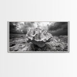 Coral Texture, Ocean Storm, Dramatic Sky, Sea Fossil, Framed Canvas Print, Coastal Nature Art, Fall Entryway Wall Decor, Cabin Wall Art