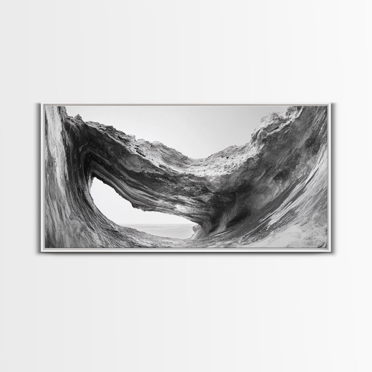 Ocean Cave, Textured Rock, Seaside Mystery, Canvas Print, Coastal Wall Art, Nature Photography, Bathroom Decor, Abstract Sea Cave