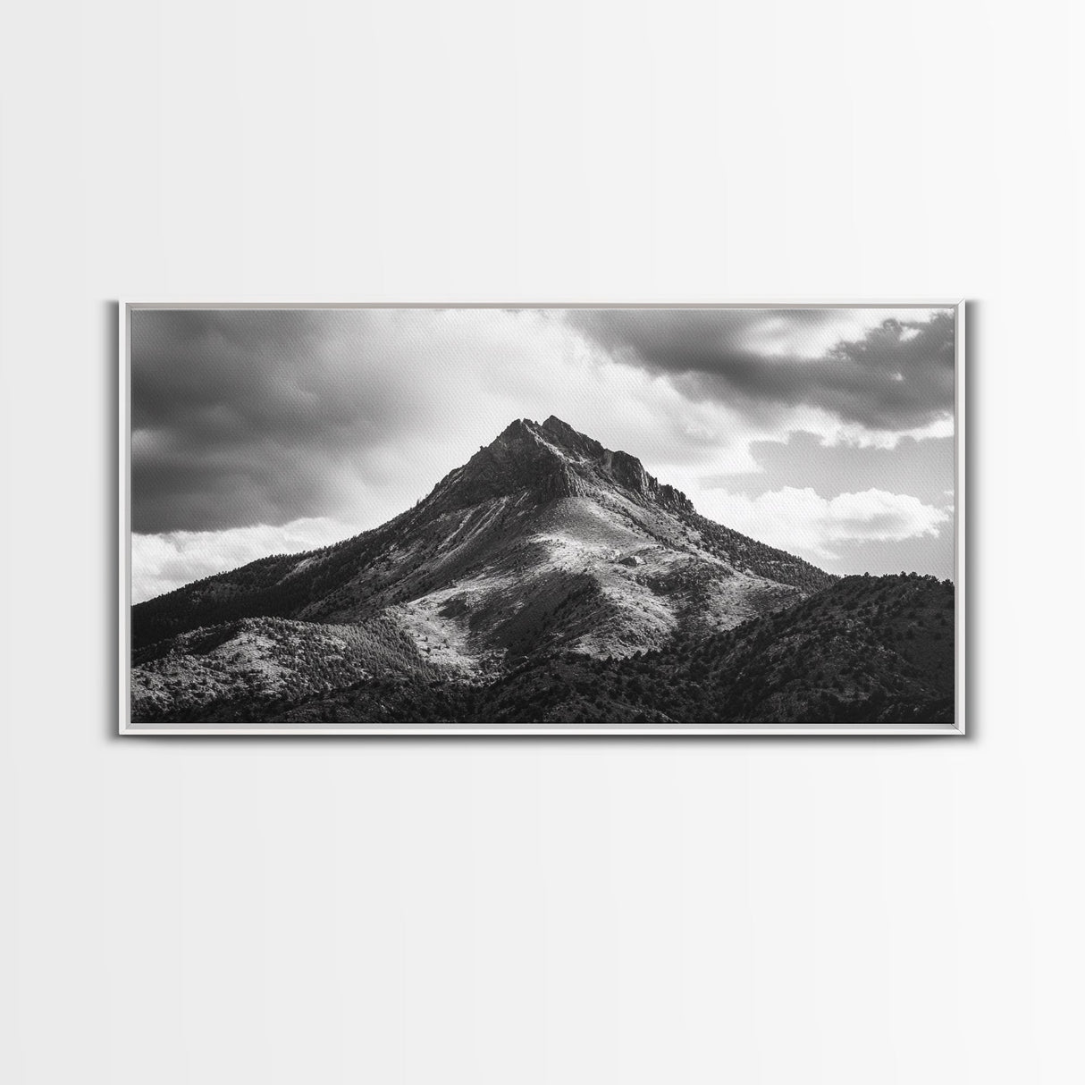 Mountain Peak, Majestic Range, Moody Skies, Canvas Print, Wilderness Wall Art, Cabin Decor, Adventure Style, Nature Inspired Room