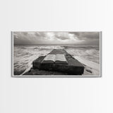 Ocean and Book, Moody Literary Print, Surreal Seascape Art, Framed Canvas Print, Library or Reading Nook Wall Decor, Dark Academia