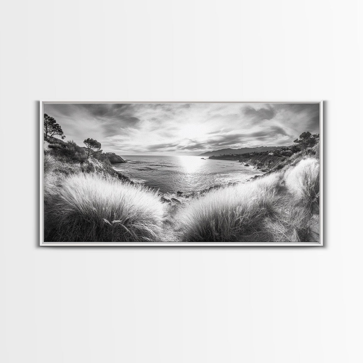 Coastal Bluff Sunset, Seaside Horizon View, Beach Landscape Scene, Serene Decor, Canvas Print, Living Room or Hallway Wall Art