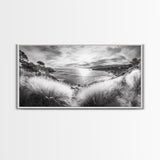 Coastal Bluff Sunset, Seaside Horizon View, Beach Landscape Scene, Serene Decor, Canvas Print, Living Room or Hallway Wall Art