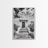 Desert Doorway, Rustic Adobe, Southwestern Style, Framed Canvas Print, Entryway Art, Neutral Wall Art, Minimalist Home Decor
