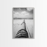 Nautical Rope, Ocean Line, Endless Beach, Maritime Horizon, Canvas Print, Minimalist Wall Art, Modern Coastal Decor, Entryway Beach Art