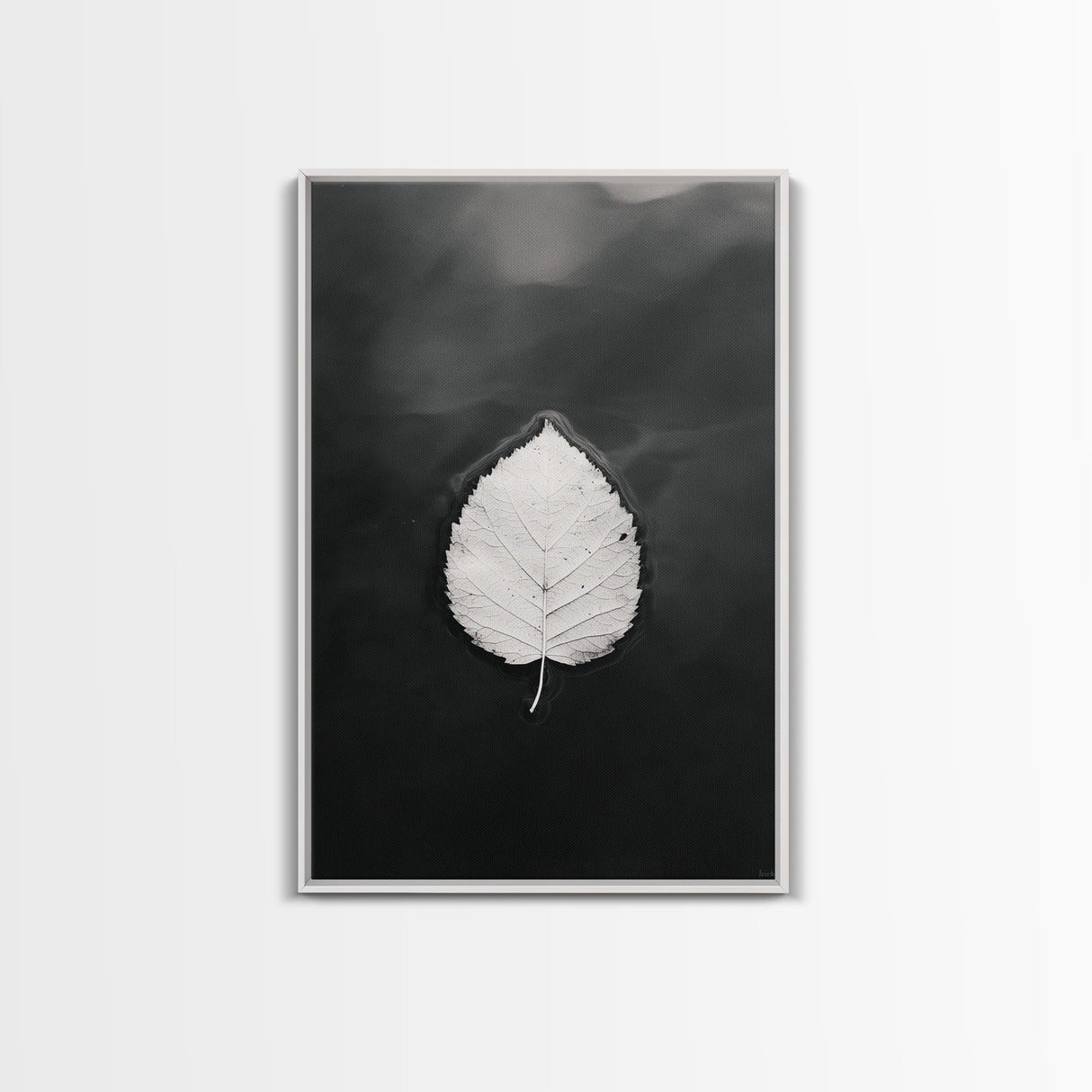Floating Leaf, Still Water, Nature Simplicity, Autumn Calm, Canvas Print, Minimalist Wall Art, Bathroom Decor, Scandinavian Fall Style