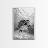 Underwater Fish, Ocean Predator, Aquatic Wildlife, Canvas Print, Bathroom Wall Art, Coastal Nautical Decor, Marine Photography