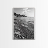 Pebble Beach, Tranquil Coastline, Coastal Stones, Sunrise Shore, Canvas Print, Bathroom Wall Art, Ocean Photography, Beach House Decor