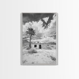 Palm Tree, Desert Shack, Abandoned Beauty, Western Minimalism, Canvas Print, Living Room Wall Art, Rustic Modern Style, Boho Wall Decor