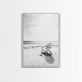 Beach Chair, Coastal Calm, Empty Shoreline, Canvas Print, Minimalist Wall Art, Beach House Decor, Serene Ocean Photography