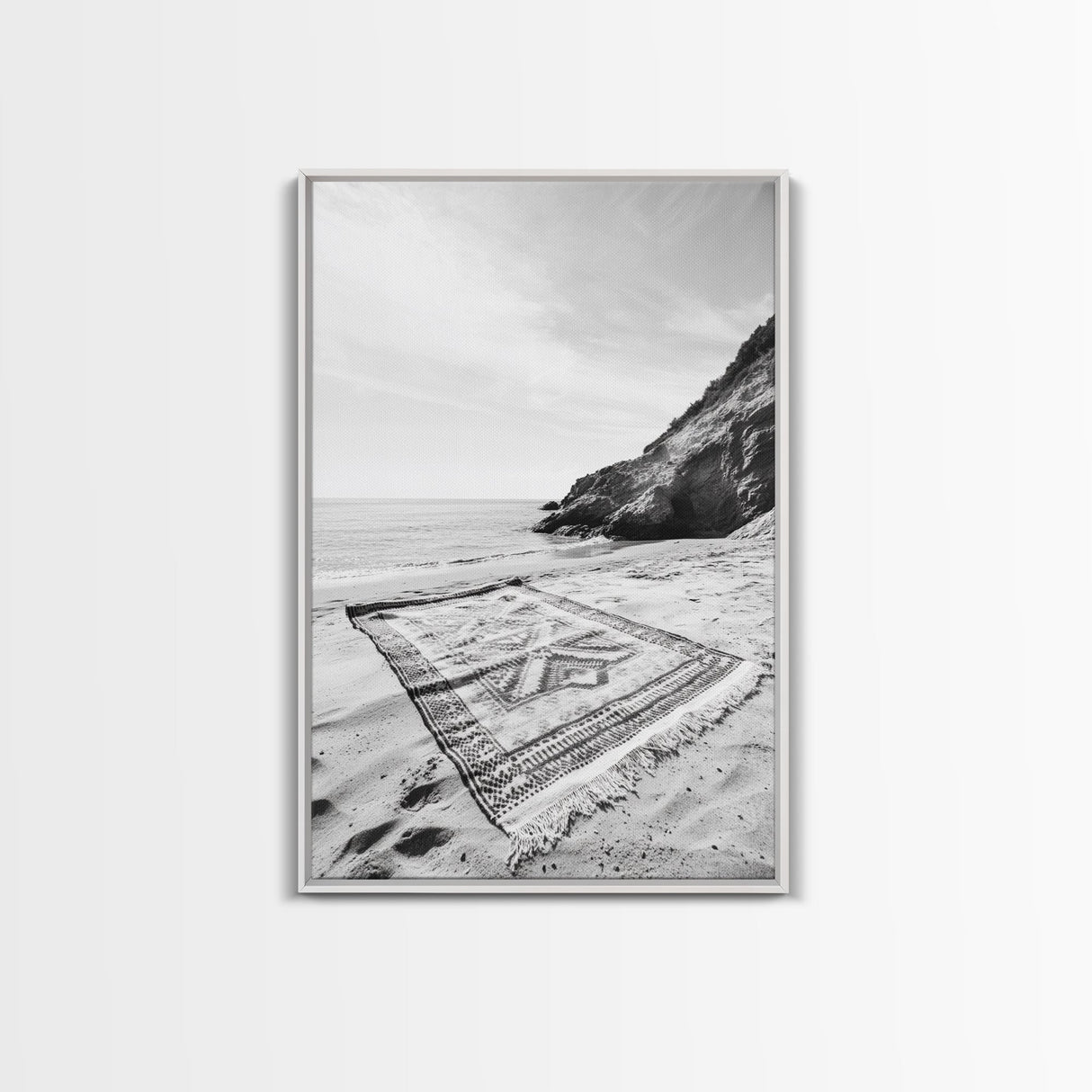Tribal Blanket, Ocean Vibe, Coastal Pattern, Canvas Print, Beach Boho Wall Art, Neutral Home Decor, Summer Beach Bedroom