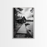 Lake Cabin Path, Nordic Forest Retreat, Nature Escape, Canvas Print, Cozy Wall Art, Scandinavian Decor, Fall Rustic Living Room Art