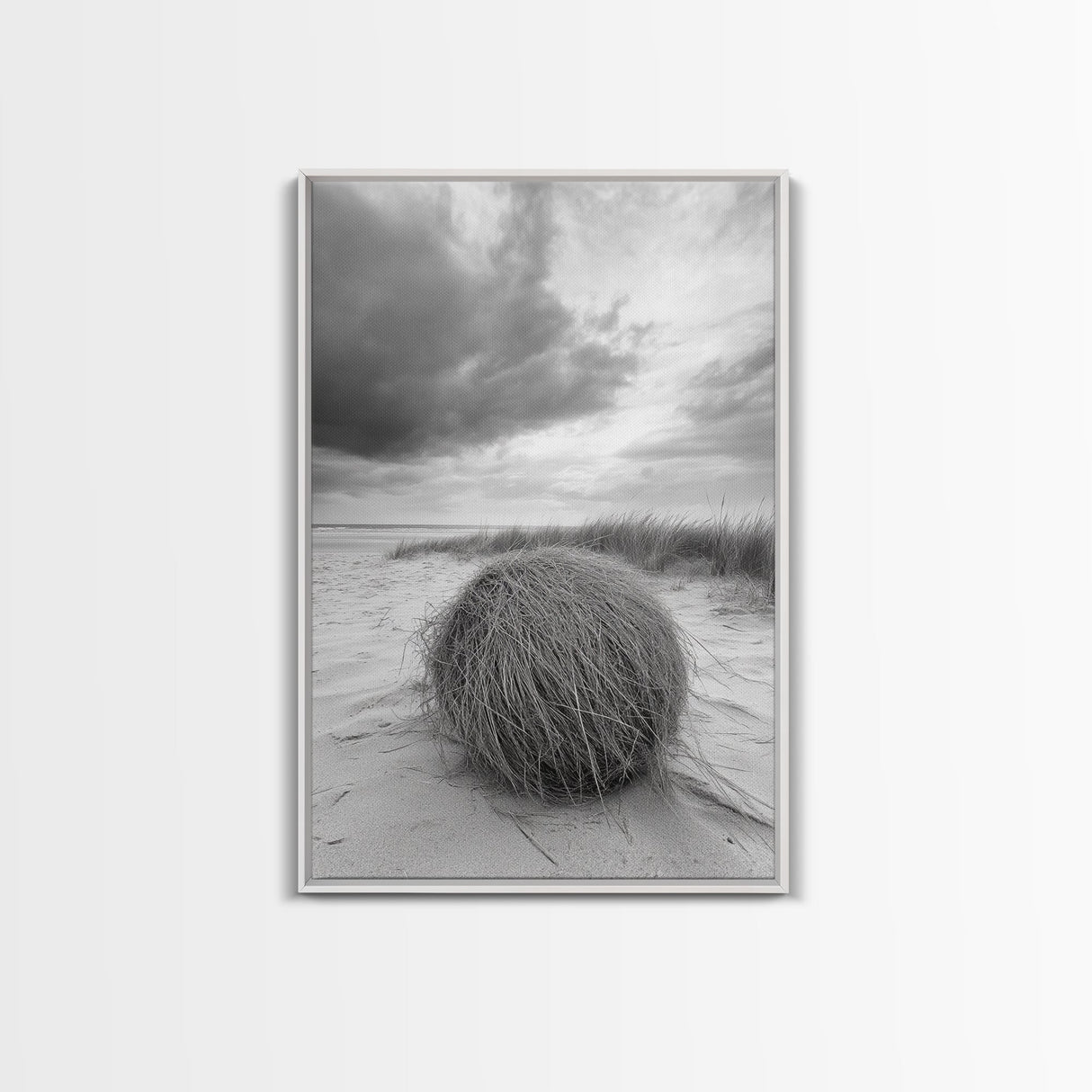 Tumbleweed Dune, Windy Coast, Desert Beach, Canvas Print, Boho Wall Art, Autumn Nature Decor, Minimalist Western Photography