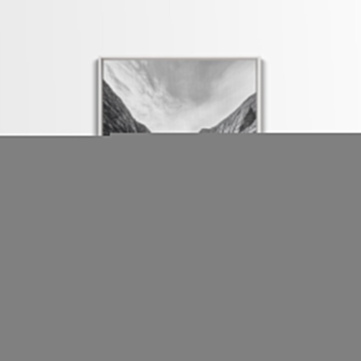 Fjord Reflection, Mountain Valley Calm, Mirror Lake, Canvas Print, Hallway Wall Art, Scandinavian Style Art, Black and White Minimalist