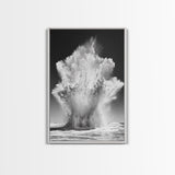 Ocean Splash, Water Explosion, Sea Power, Canvas Print, Bathroom Wall Art, Black and White Abstract Art, Coastal Modern Decor
