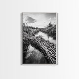 Nature Escape, Stream View, Rustic Landscape, Autumn Calm, Framed Canvas Print, Nature art, Rustic Wall Decor, Cabin Art, Office Artwork