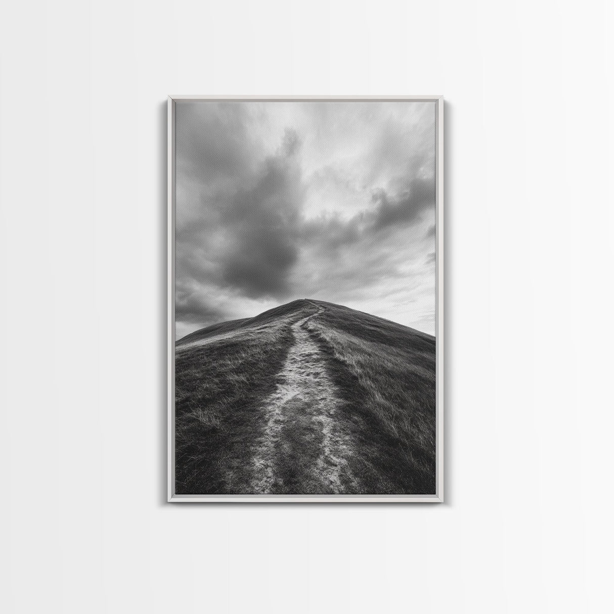 Winding Path, Hilltop View, Cloudy Horizon, Minimalist Landscape, Canvas Print, Bedroom Wall Art, Serene Decor, Fall Art Piece