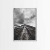 Winding Path, Hilltop View, Cloudy Horizon, Minimalist Landscape, Canvas Print, Bedroom Wall Art, Serene Decor, Fall Art Piece
