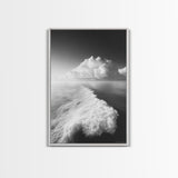 Ocean Wake, Cloud Horizon, Surreal Seascape, Framed Canvas Print, Dreamy Black White Wall Art, Bathroom Decor, Coastal Fantasy Art