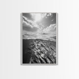 Underwater Scene, School of Fish, Ocean Photography, Split Shot Water, Framed Canvas Print, Bathroom Wall Art, Coastal Decor