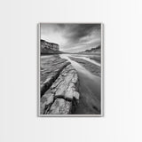 Eroded Riverbed, Desert Rock, Serene Canyon, Long Exposure, Framed Canvas Print, Earth Tones, Dining Room Decor, Nature Inspired