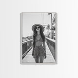 Pier Walk, Summer Fashion, Coastal Vibes, Chic Girl, Canvas Print, Fashion Wall Art, Modern Decor, Teen Room Artwork, Stylish Aesthetic