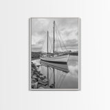 Sailboat Reflection, Harbor Calm, Nautical Scene, Canvas Print, Coastal Wall Art, Beach House Decor, Ocean Photography, Bathroom Art