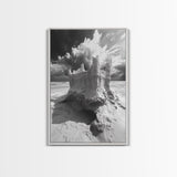 Sand Castle, Beach Fantasy, Dramatic Sky, Coastal Fortress, Framed Canvas Print, whimsical decor, kids room wall art, fairytale beach scene