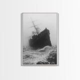 Haunted Ship, Foggy Sea, Maritime Ghost, Canvas Print, Nautical Wall Art, Pirate Ship Aesthetic, Halloween or Fall Home Decor