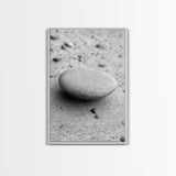 Smooth Beach Stone, Minimalist Sand Texture, Natural Balance, Canvas Print, Spa Room Wall Art, Calm Earthy Interior Style