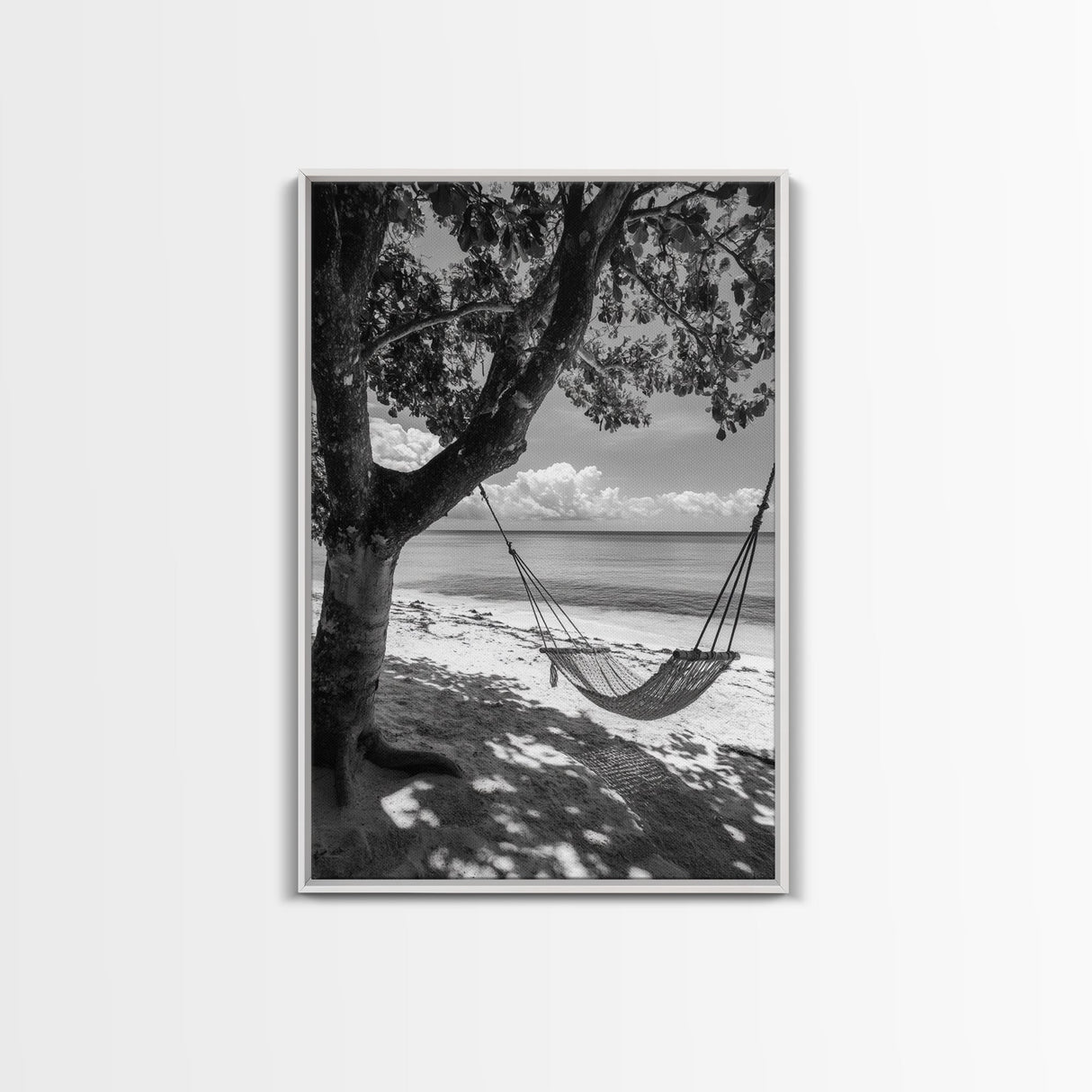 Hammock Relaxation, Beach Shade, Seaside Breeze, Canvas Print, Boho Bedroom Wall Art, Coastal Calm Tropical Home Decor