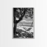 Hammock Relaxation, Beach Shade, Seaside Breeze, Canvas Print, Boho Bedroom Wall Art, Coastal Calm Tropical Home Decor