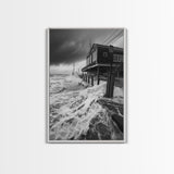 Stormy Coastline, Ocean Waves, Seaside House, Canvas Print, Coastal Wall Art, Beach House Decor, Nautical Photography, Moody Art