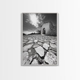 Desert Archway, Stone Ruins, Sunny Sky, Canvas Print, Rustic Travel Wall Art, Mediterranean Decor, Minimalist Earthy Aesthetic