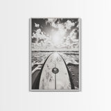 Surfboard Horizon, Ocean Waves, Beach Photography, Summer Vibes, Canvas Print, Teen Room Wall Art, Coastal Decor, Modern Surf Art