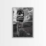 Tribal Totem, Ancient Spirit, Cultural Power, Canvas Print, Rustic Wall Art, Boho Living Room Decor, Ethnic History Accent