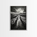 Muddy Terrain, Dramatic Sky, Natural Earth Art, Framed Canvas Print, Fall Decor, Landscape Photography, Moody Living Room Art