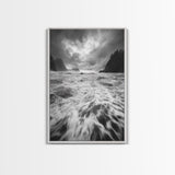 Wild Ocean Waves, Moody Coastline, Stormy Seascape, Nature Photography, Canvas Print, Coastal Wall Art, Bathroom Art, Modern Nature Decor