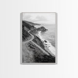 Winding Beach Road, Coastal Drive, Ocean Cliffs, Travel Landscape, Canvas Print, Office Wall Art, Fall Adventure Style, Neutral Coastal Decor