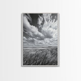 Open Sky Fields, Windy Prairie, Moody Nature Sky, Rustic Landscape, Canvas Print, Bedroom Wall Art, Fall Countryside, Boho Nature Decor