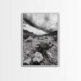 Desert Storm, Cactus Scene, Black White Art, Canvas Print, Southwest Wall Art, Earthy Tones Decor, Boho Style, Entryway Wall Accent