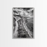 Coastal Mountain Trail, Ocean View, Travel Photography, Framed Canvas Print, Scenic Landscape Art, Office or Hallway Wall Art