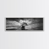 Dolphin Ocean Art, Playful Sea Animal Print, Modern Coastal Decor, Framed Canvas Print, Bathroom Wall Art, Nature Photography