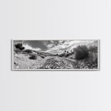 Desert Streambed Path, Dry River Landscape, Southwest Nature Print, Framed Canvas Print, Earthy Living Room Art, Modern Western Decor