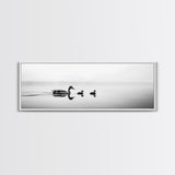 Duck Family, Serene Water, Peaceful Reflections, Canvas Print, Minimalist Animal Art, Nursery Wall Art, Calm Lake Photography