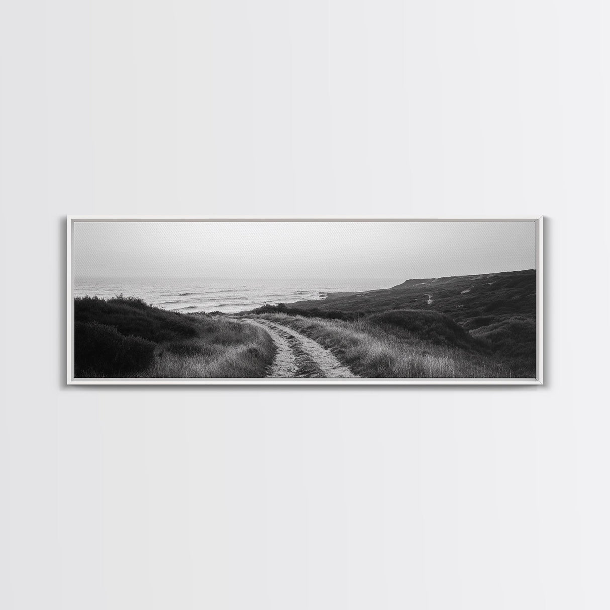 Coastal Path, Ocean Trail, Nature Journey, Canvas Print, Rustic Landscape Art, Entryway Wall Decor, Seaside Minimalist Photo